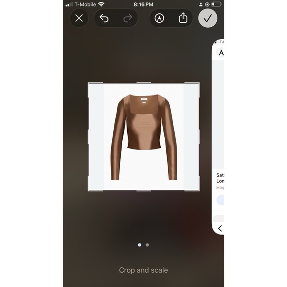 Aritzia Babaton  Cropped Satinette Squareneck Longsleeve Copper Top  Small - Picture 8 of 8